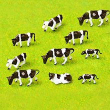 Load image into Gallery viewer, 10 pcs Miniature Dairy Cow Farm Animal 1:87 Figure Models Toys Landscape Garden Scenery Layout Scene Accessories Diorama Supplies
