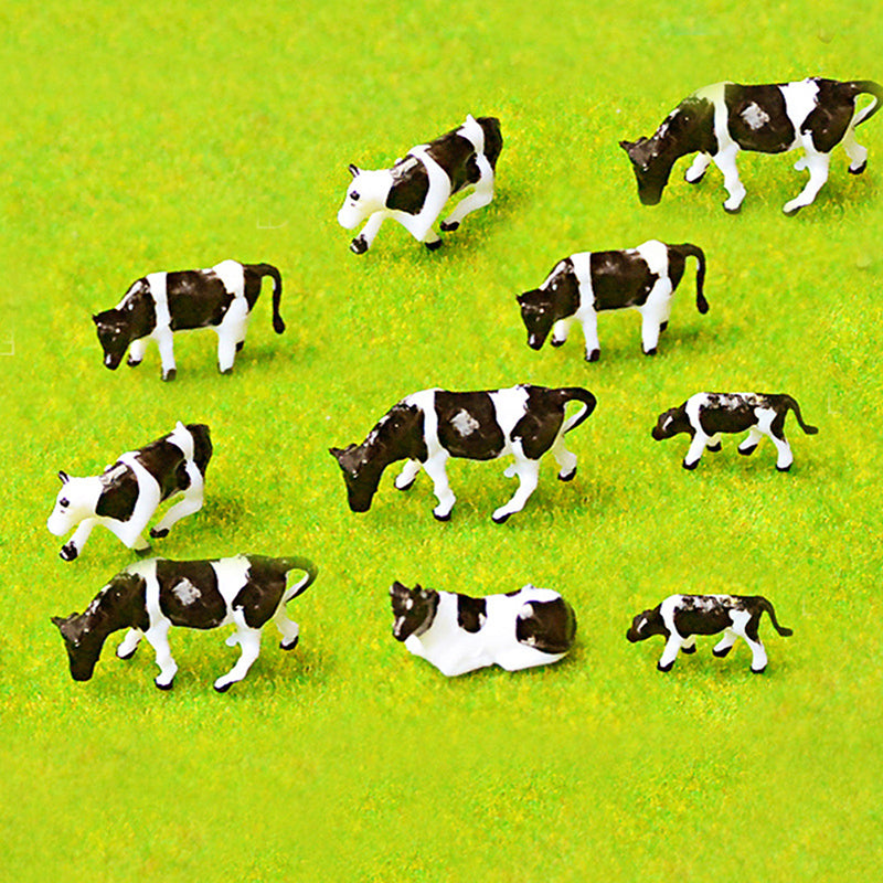 10 pcs Miniature Dairy Cow Farm Animal 1:87 Figure Models Toys Landscape Garden Scenery Layout Scene Accessories Diorama Supplies