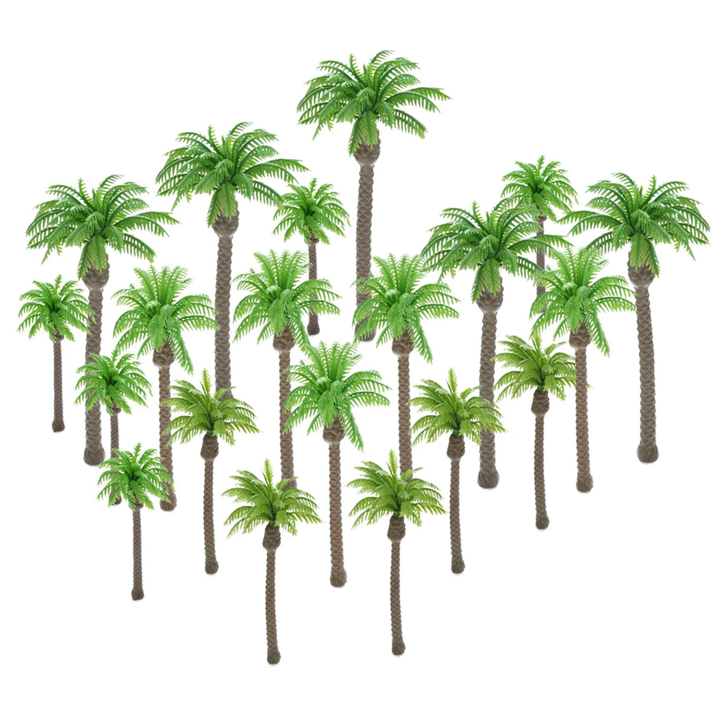 20pcs 6-10cm Mixed Miniature Coconut Palm Trees for Diorama Railway Layouts, Architecture Models, Sand Tables, and Micro Landscapes