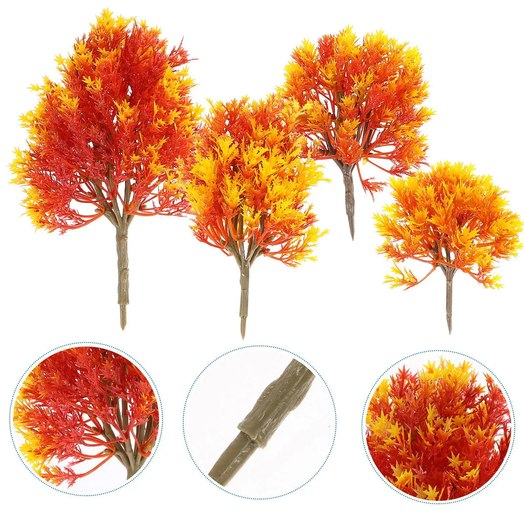 4 pcs Mixed Miniature Maple Tree Model Train Railway Accessories DIY Scenery Fairy Garden Landscape Terrarium Diorama Craft Supplies