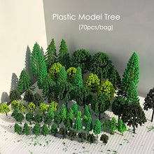 Load image into Gallery viewer, Miniature Plastic Model Trees Set – Mixed Sizes 4–15cm – Diorama &amp; Railway Scenery Craft Supplies (70pcs)
