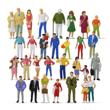 Load image into Gallery viewer, 30pcs O Scale 1:43 Miniature People Painted Model Train Figures, Standing Passengers Different 30 Poses for Railway Layouts &amp; Diorama Scenes
