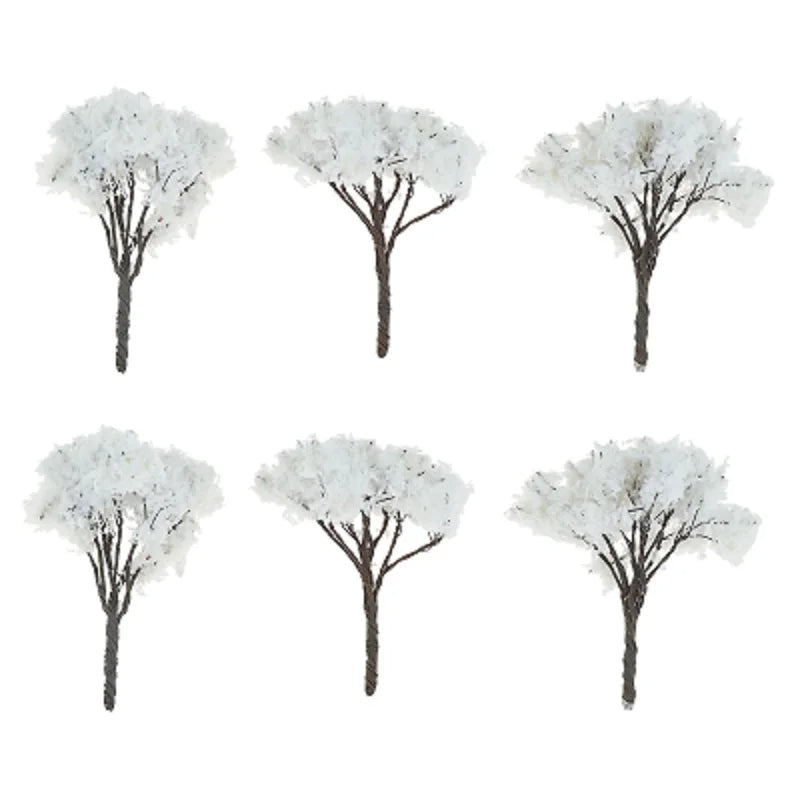 10 pcs 6.5cm Miniature White Flowering Wire Tree Model Railway Layout Accessories DIY Landscape Dollhouse Terrarium Diorama Craft Supplies