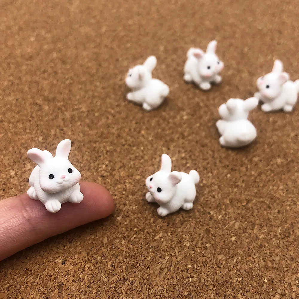 5/10 pcs Miniature Cute Bunny Rabbit Figure Model DIY Scenery Dollhouse Landscape Fairy Garden Accessories Terrarium Diorama Craft Supplies
