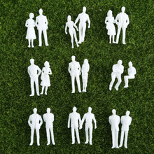 Load image into Gallery viewer, 100 pcs Miniature Standing Passenger Seated People 1:100 Unpainted Figure HO Scale Model Railway Scenery Layout Accessories Diorama Supplies
