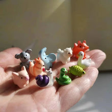 Load image into Gallery viewer, 10pcs Mixed Forest Farm Animal Miniature Figurines for Fairy Garden, Terrarium, Dollhouse, Bonsai, DIY Crafts &amp; Moss Decoration Supplies
