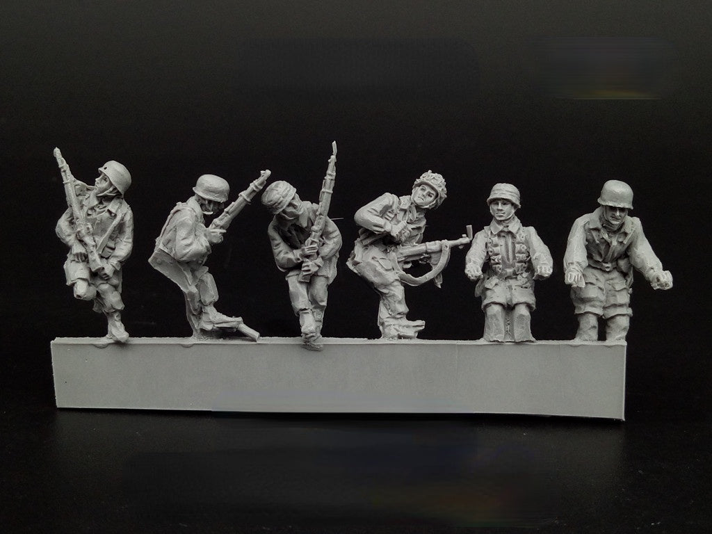 WWII Military Motorcycle Troops Soldiers 6 People Miniature Unpainted Resin Figure 1/72 Scale Unassembled Model