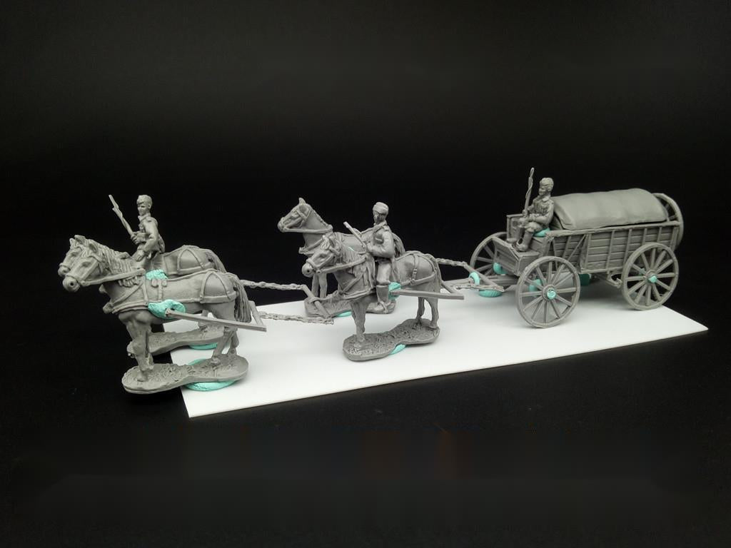 WWII German Soldiers with Horses Carriage Set Miniature Unpainted Resin Figure 1/72 Scale Unassembled Model