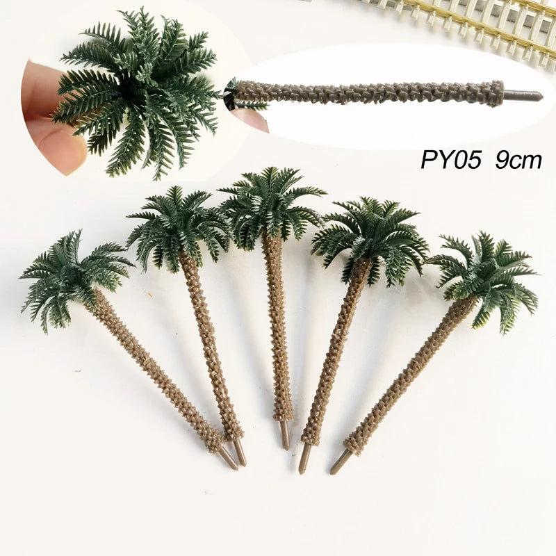 10/30/50 pcs 9cm Miniature Coconut Palm Tree Models Ho Scale 1:87 Train Railway Accessories DIY Landscape Terrarium Diorama Craft Supplies