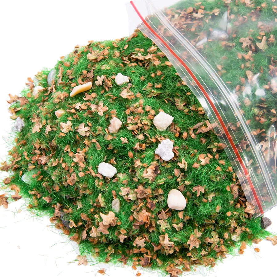 30g Static Grass Cluster Powder with Stones and Leaves for Diorama Railway Scene Building Sand Table Landscape Decoration Craft Supply