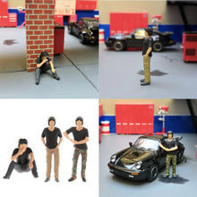 Load image into Gallery viewer, Miniature Black T-Shirt Man Car Repair People Figure 1:64 Model Sand Table Layout Building Street Landscape Accessories Diorama Supplies
