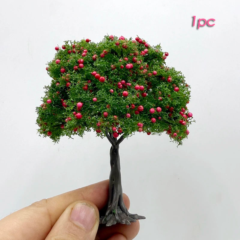 10cm Miniature Fruit Tree Model – Red Apple, Lemon, Orange Trees for Dioramas, Model Train Layouts, Sand Tables, Dollhouse and Landscaping