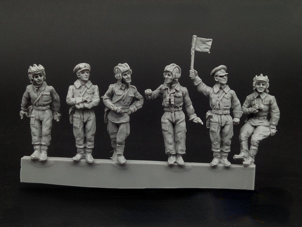 WWII Soviet Armored Tank Crew Soldiers 6 People Miniature Unpainted Resin Figure 1/72 Scale Unassembled Model