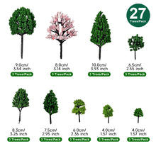 Load image into Gallery viewer, 27pcs Miniature Model Trees Set for Railway Diorama Train Layout Farm Scenery Landscape Accessories
