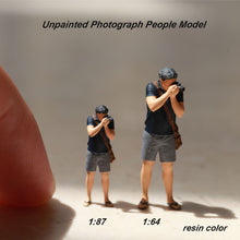 Load image into Gallery viewer, Miniature Man Photographer People Unpainted Figure 1/87 1/64 Model Street Building Landscape Scenery Layout Accessories Diorama Supplies
