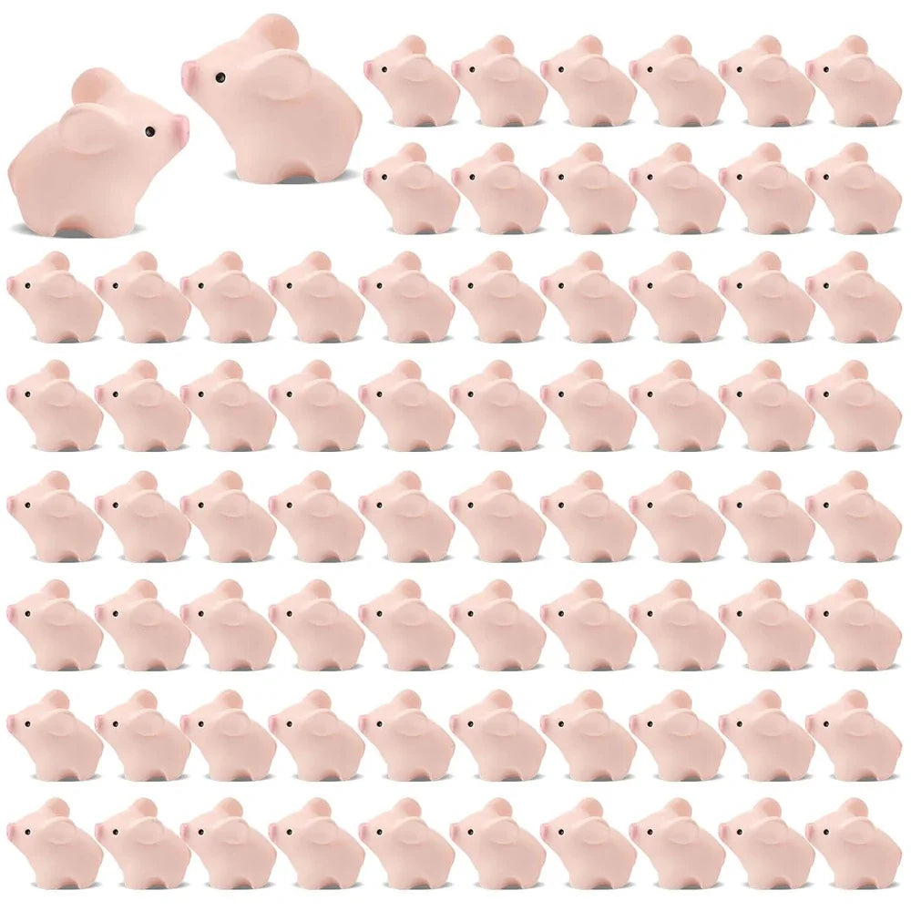 50/100pcs Mini Resin Pig Figurines, Tiny Animal Miniatures for Fairy Garden, Micro Landscape, DIY Crafts, Home or Plant Decorations