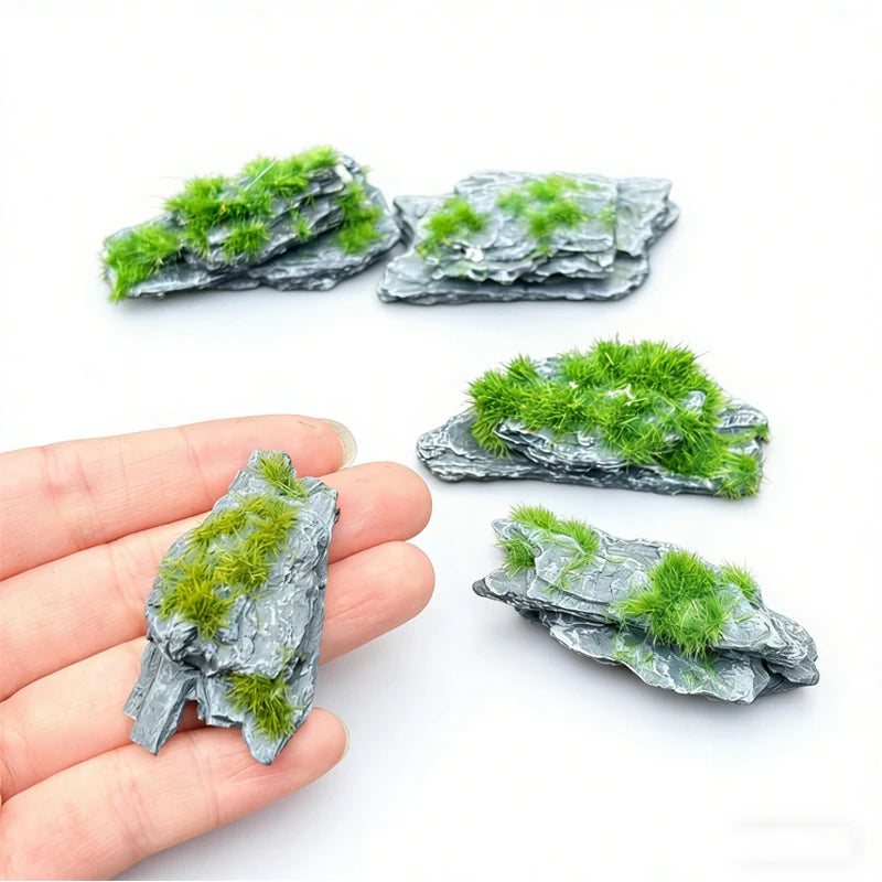 Miniature Diorama Rocks 5pcs Miniature Diorama Grass Rocks for Model Terrain Scenery, Train La ...
