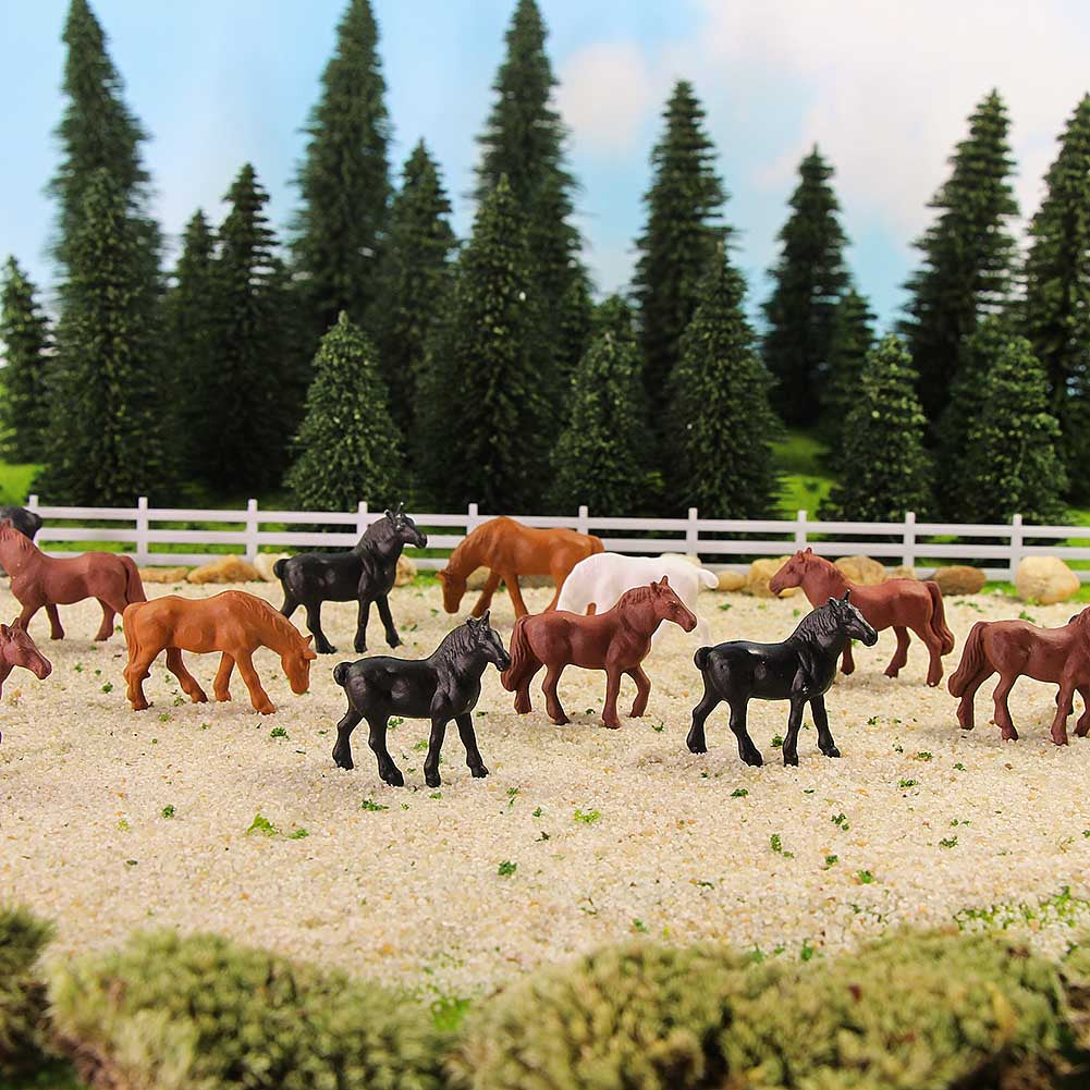 40 pcs Miniature Horse Farm Animal 1:87 Figure HO Scale Models Garden Landscape Layout Scenery Accessories Diorama Supplies