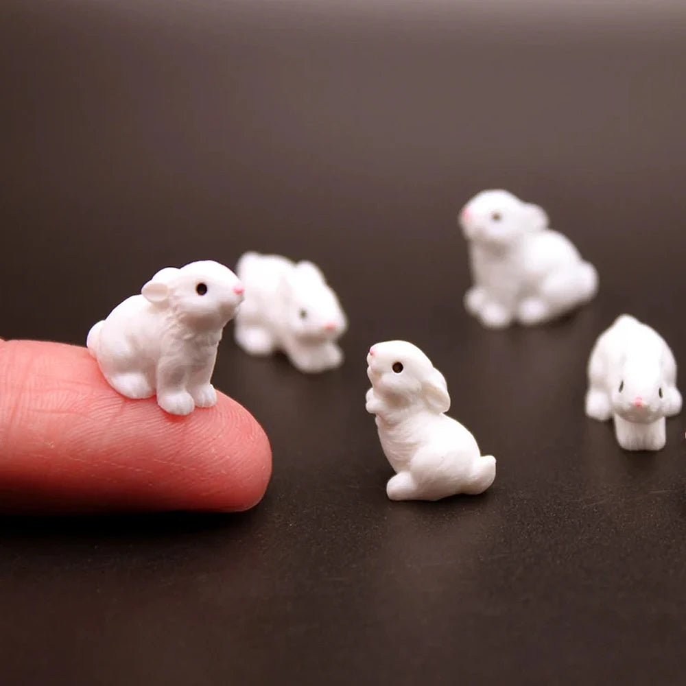 5/10 pcs Miniature Bunny Rabbit Figure Model DIY Scenery Dollhouse Landscape Fairy Garden Accessories Terrarium Diorama Craft Supplies