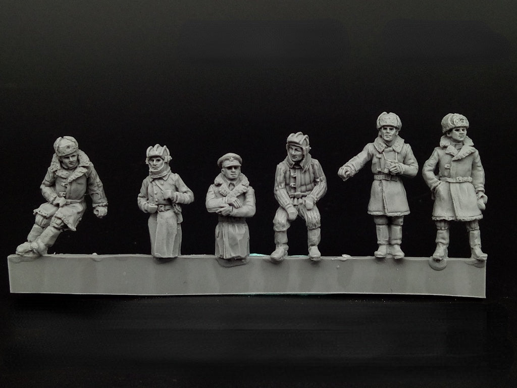 WWII Soviet Winter Soldiers 6 People Miniature Unpainted Resin Figure 1/72 Scale Unassembled Model