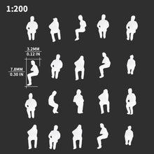 Load image into Gallery viewer, 100 pcs 1:87/100/150/200 Miniature Sitting Seated Passenger People Unpainted Figure Model Railway Scene Layout Accessories Diorama Supplies
