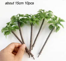 Load image into Gallery viewer, 10 pcs Miniature Big Leaf Palm Coconut Tree Models Ho Scale 1:87 Train Railway Accessories DIY Landscape Terrarium Diorama Craft Supplies

