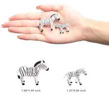 Load image into Gallery viewer, Miniature Zebra Figures Set, Small Scale Animal Models for Diorama, Model Train Layout, Scenery Craft Supplies (12pcs)
