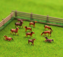 Load image into Gallery viewer, 10pcs Miniature Horses N Scale 1:150 Farm Animals Diorama Supplies Model Train Scenery
