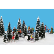 Load image into Gallery viewer, 20 pcs Miniature Snowy Pine Tree Model with Base HO TT N Z Scale Train Railway Scene Accessories Terrarium Christmas Diorama Craft Supplies
