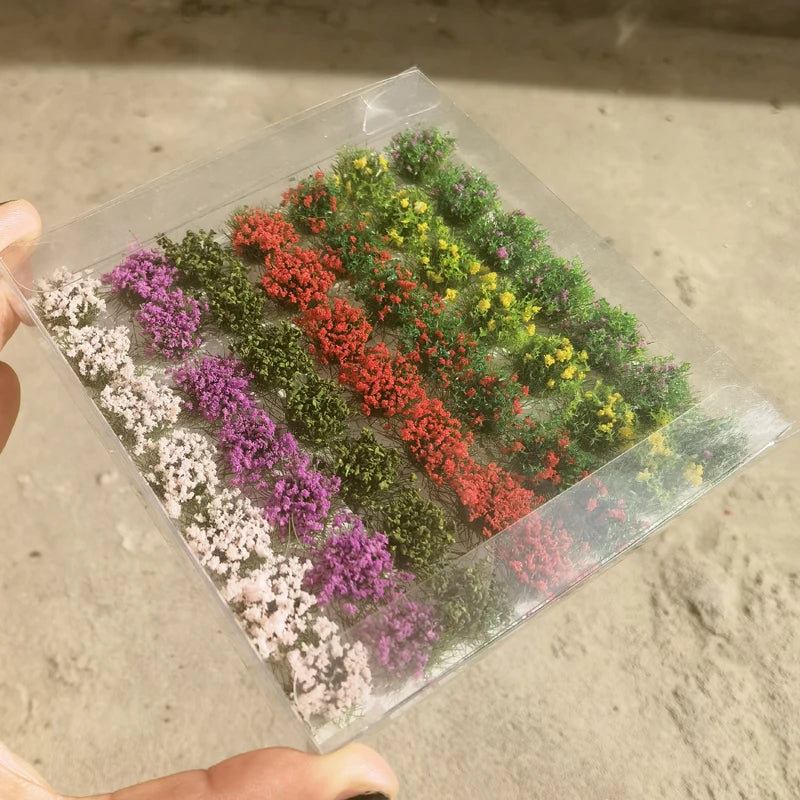 49 pcs Miniature Mixed Flower Cluster Grass Tufts Models Sand Table Dollhouse Fairy Garden Landscape Terrarium Diorama Craft Supplies