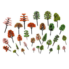 Load image into Gallery viewer, 30pcs Miniature Model Trees 3-10cm HO Scale Train Scenery Diorama Supplies Colorful Landscape Plants Railway Layout Kit
