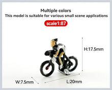 Load image into Gallery viewer, 6pcs Miniature Bicycle Rider Cyclist Figures, Scale 1:87, Model Railway Scenery, Diorama Accessories
