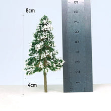 Load image into Gallery viewer, 5pcs Miniature Snowy Pine Trees 5-13cm for Model Railway Diorama Scenery Terrain Landscape
