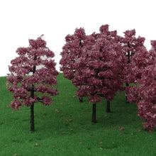 Load image into Gallery viewer, 20pcs Miniature Pink Fuchsia Trees 1:100 Model for Diorama Railroad Scenery Landscape Supplies

