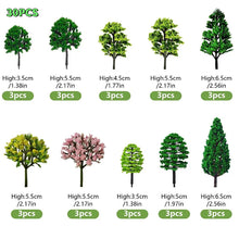 Load image into Gallery viewer, 30pcs Miniature Model Trees Mixed Sizes for Diorama Model Railway Landscape Scenery DIY Craft
