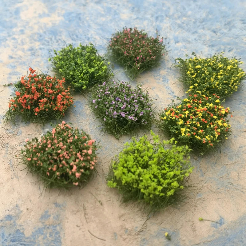 10 pcs Miniature Flower Cluster Grass Models DIY Sand Table Dollhouse Accessories Fairy Garden Landscape Terrarium Diorama Craft Supplies