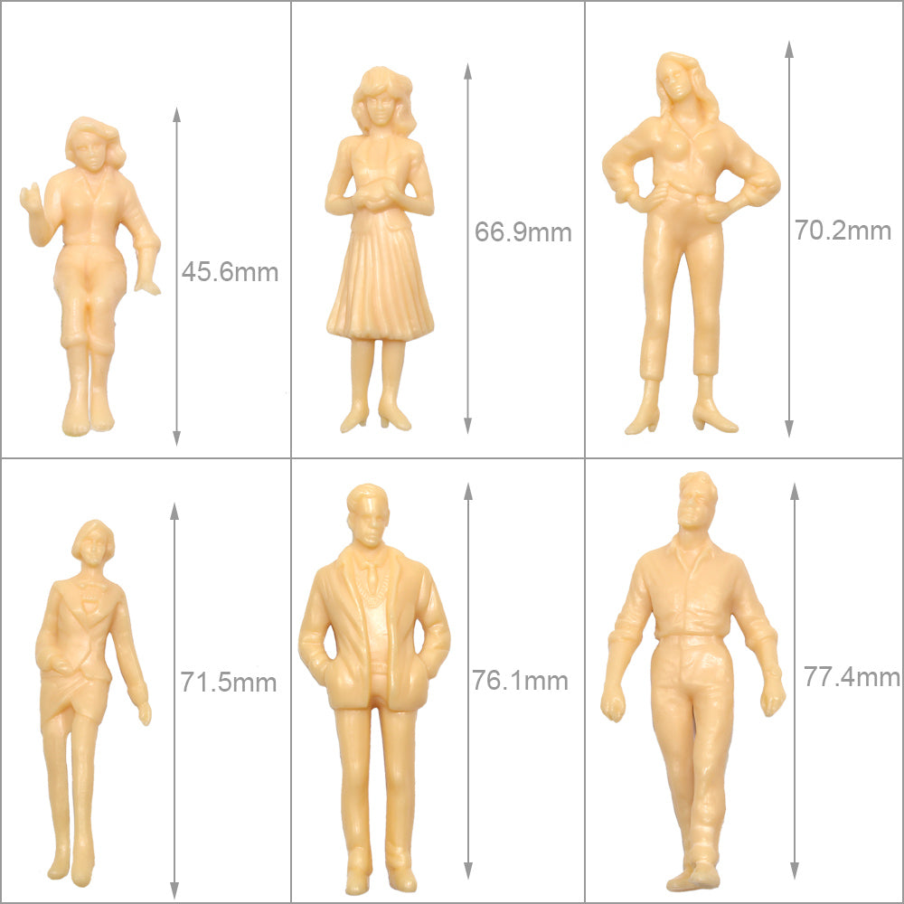 24 pcs Miniature Standing Passenger Seated People 1:25 Unpainted Figure G Scale Model Railway Scenery Layout Accessories Diorama Supplies