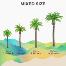 Load image into Gallery viewer, 20pcs 6-10cm Mixed Miniature Coconut Palm Trees for Diorama Railway Layouts, Architecture Models, Sand Tables, and Micro Landscapes
