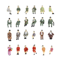 Load image into Gallery viewer, 24pcs HO Scale 1:87 Painted Seated Miniature People Figures for Model Train Layouts, Park and Street Scenes, Dioramas, Railway Accessories
