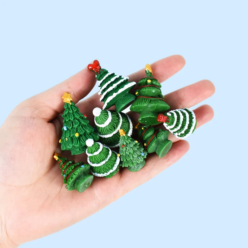 12pcs Mini Resin Christmas Trees, Tiny Fairy Garden Decorations, Miniature Model Trees for DIY Crafts, Terrarium, Moss, or Holiday Displays