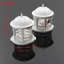 Load image into Gallery viewer, 2pcs Miniature White Pavilion Gazebo 1:75-150 Scale for Model Garden Scenery, Diorama Landscape
