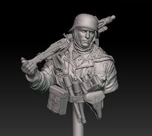 Load image into Gallery viewer, WWII MG42 Gunner Totenkopf Division Kharkov 1943 Unpainted Resin Figure 1/16 Scale Unassembled Bust Model
