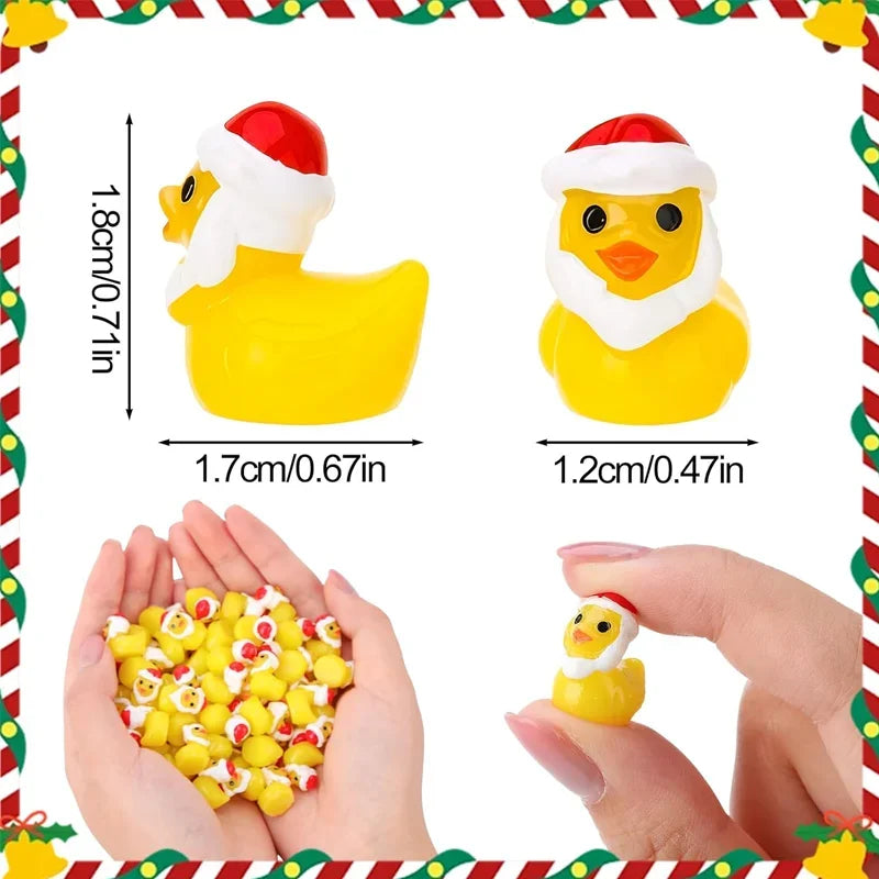 20/50/100pcs Christmas Mini Resin Ducks in Santa Costumes, Tiny DIY Decorations for Micro Landscaping, Bonsai, Terrarium, Fairy Gardens