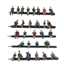 Load image into Gallery viewer, 20pcs 1:43 O Scale Seated Miniature People Painted Figures for Model Railway Layouts, Diorama Scenes, Park Benches, Architecture Crafts

