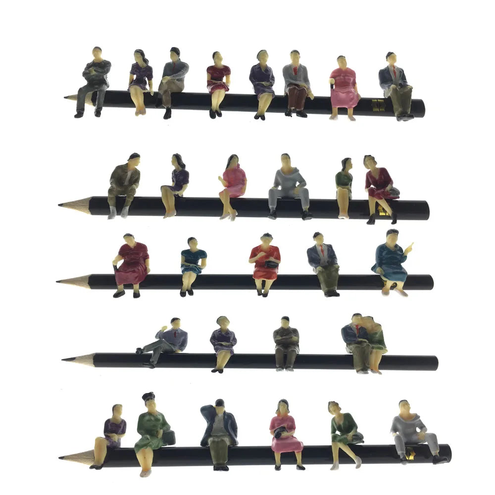 20pcs 1:43 O Scale Seated Miniature People Painted Figures for Model Railway Layouts, Diorama Scenes, Park Benches, Architecture Crafts