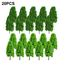 Load image into Gallery viewer, 20 pcs Miniature Green Tree Models 1:200 Scale Train Railway Layout Accessories DIY Landscape Dollhouse Terrarium Diorama Craft Supplies
