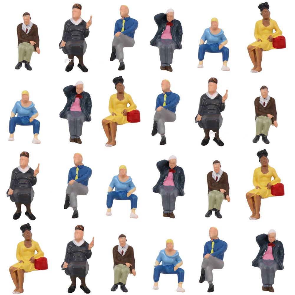 24 pcs Miniature Seated Passenger People Man Woman Office Worker 1:43 Figure O Scale Models Train Railway Scene Accessories Diorama Supplies