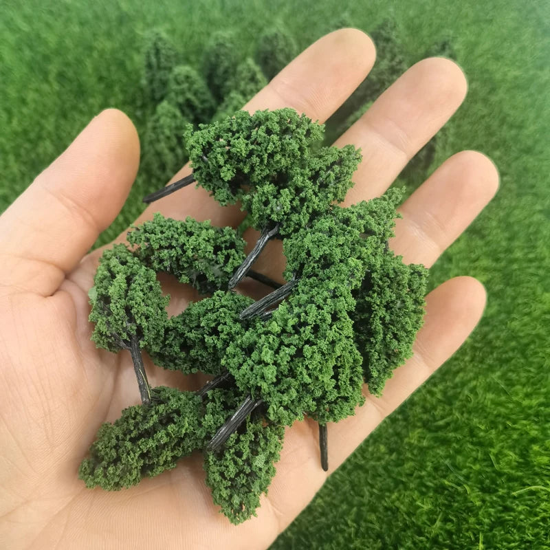50 pcs 4cm Miniature Green Tree Models HO Scale Train Railway Layout Accessories DIY Landscape Dollhouse Terrarium Diorama Craft Supplies