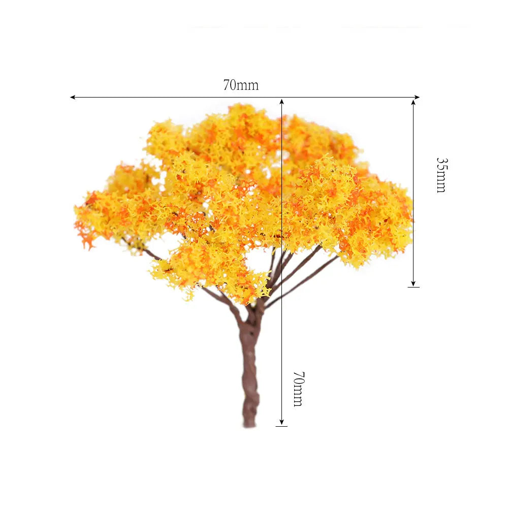 5/10pcs Miniature Autumn Wire Trees Orange Model Plants for Diorama, Railway Train Layout, Architecture, Dollhouse Garden, and DIY Scenery