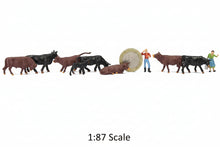Load image into Gallery viewer, 36pcs Miniature Cow Figures, HO Scale 1:87, Diorama Animals for Model Train Scenery
